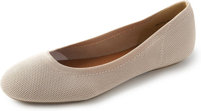 Women'S Ballet Flats round Toe Soft Knit Ballerina Flats Slip on Dress Shoes for Women Walking Dressy Casual Work Wedding