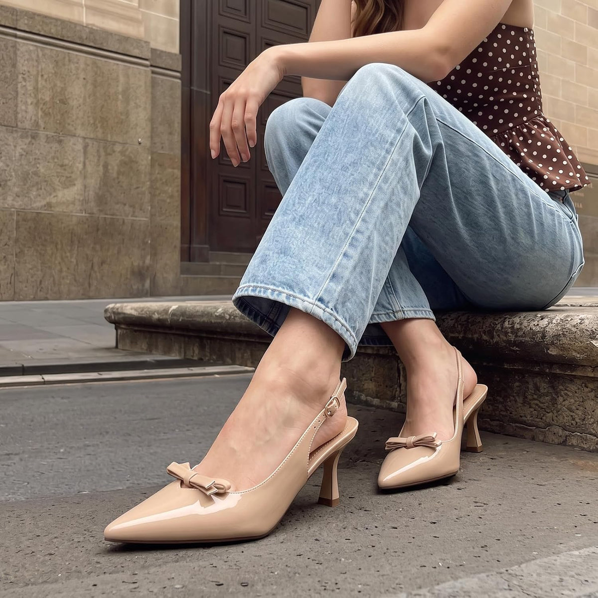 Women'S Closed Toe Heels Slingback Pumps Dress Shoes