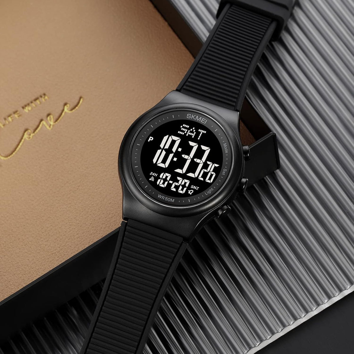 Digital Watch for Women Waterproof Black Wristwatch Sports Mens Stopwatch