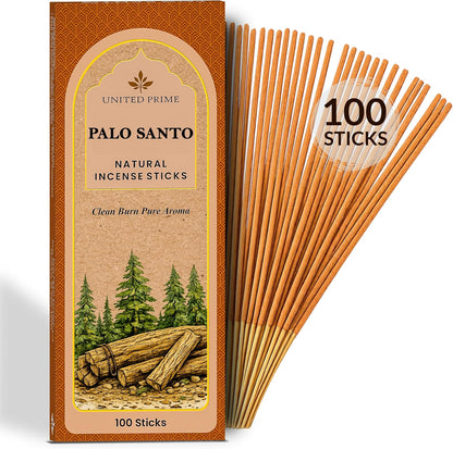 Palo Santo Incense Sticks, 100 Sticks, Organic Non Toxic Insence,No Charcoal Clean Burning, 100% Natural Sustainably Harvested, Spiritual Healing Calming Aroma for Positive Vibes
