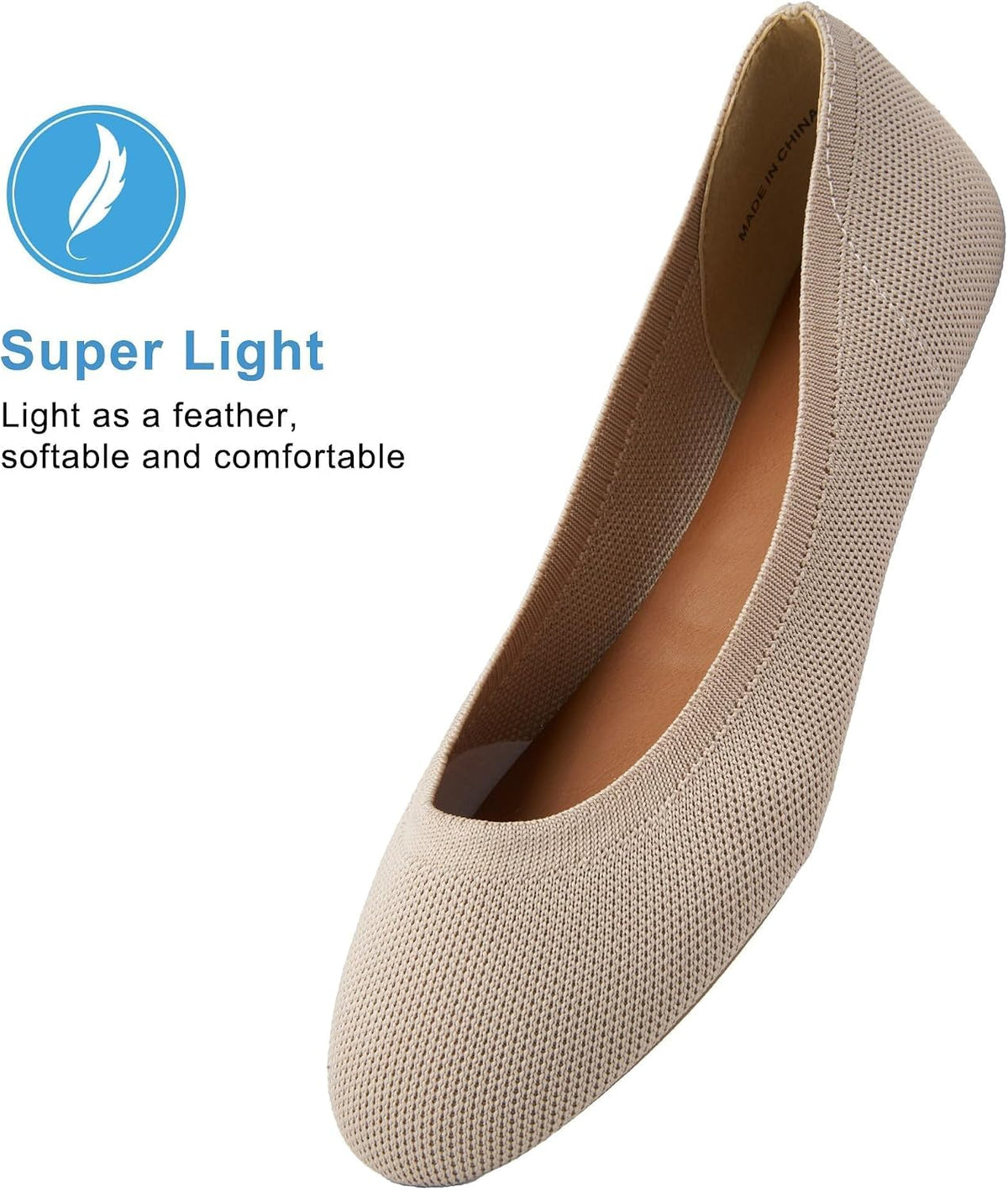 Women'S Ballet Flats round Toe Soft Knit Ballerina Flats Slip on Dress Shoes for Women Walking Dressy Casual Work Wedding