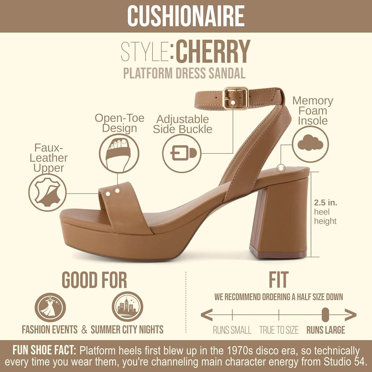Women'S Cherry Platform Dress Sandal +Memory Foam and Wide Widths Available