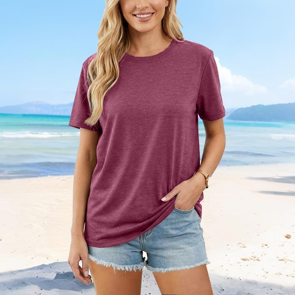 Womens 3 Pack Basic T Shirts Summer Tops 2026 Short Sleeve Tees Comfy Casual Vacation Clothes
