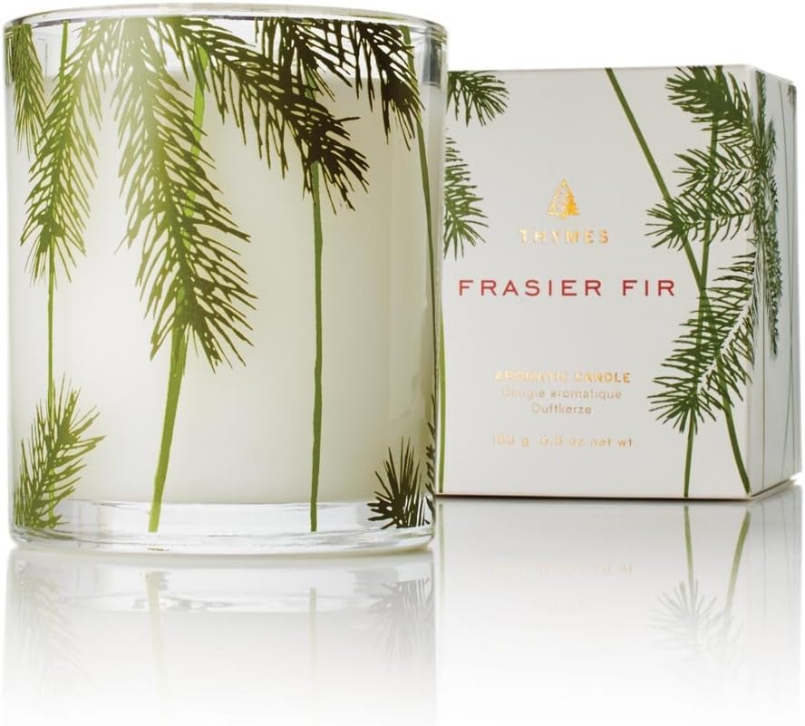Thymes Frasier Fir Pine Needle Candle – Holiday Candles for Home Scented with Notes of Crisp Siberian Fir, Cedarwood & Sandalwood – Christmas Decor (6.5 Oz)
