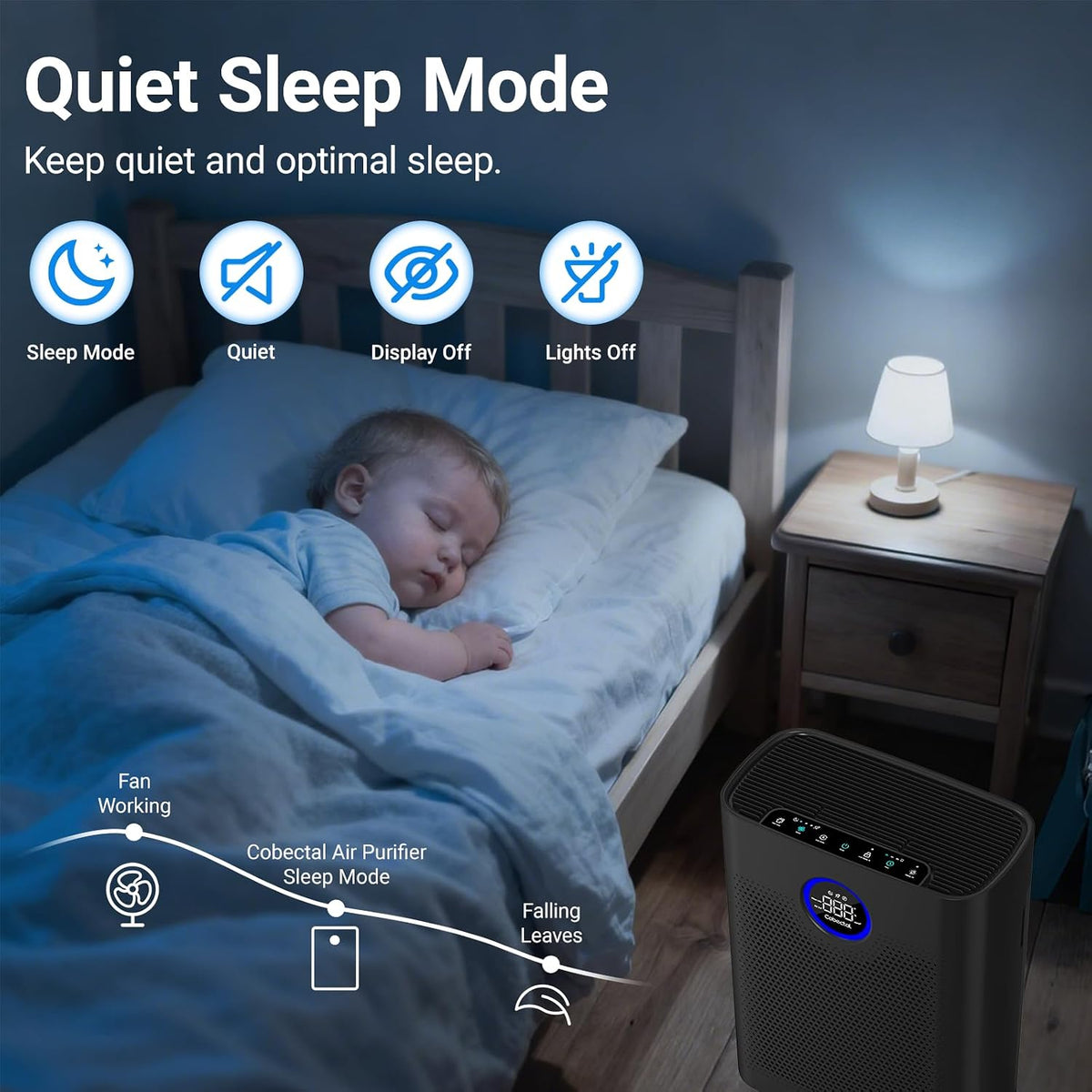 Air Purifiers for Home Large Room up to 2216 Ft², 3-In-1 Filter, Black