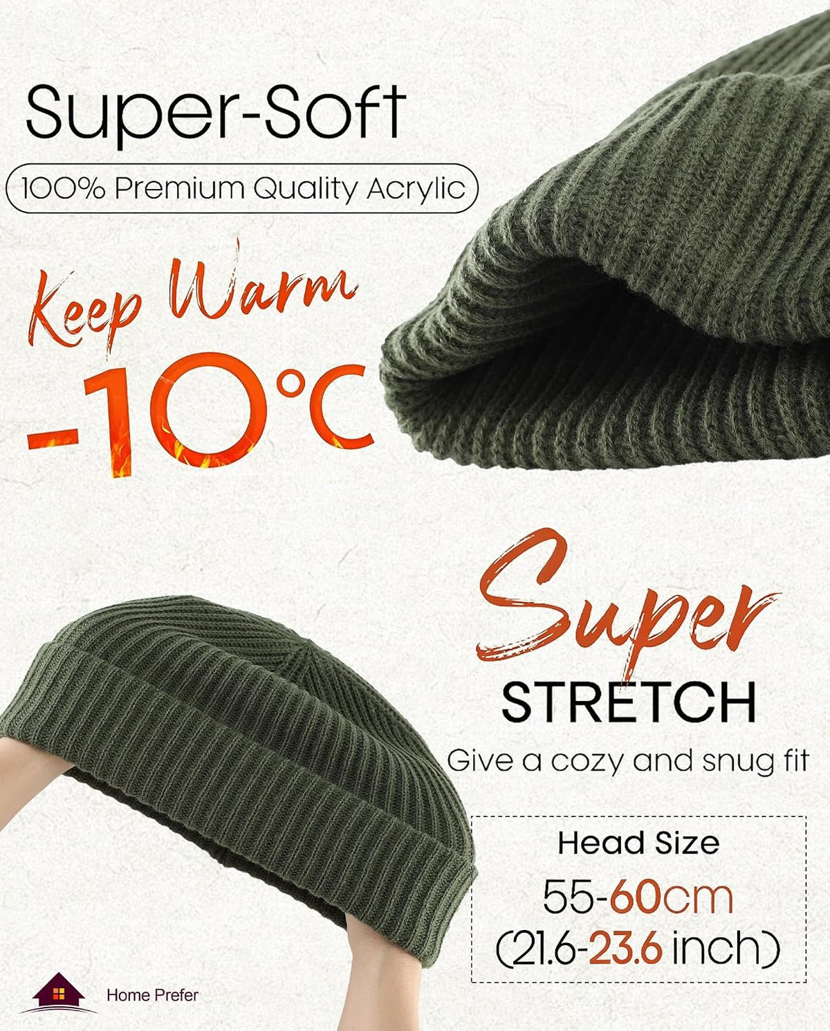 Rib Knit Beanie Hat for Men and Women Cuffed Beanie Winter Hat