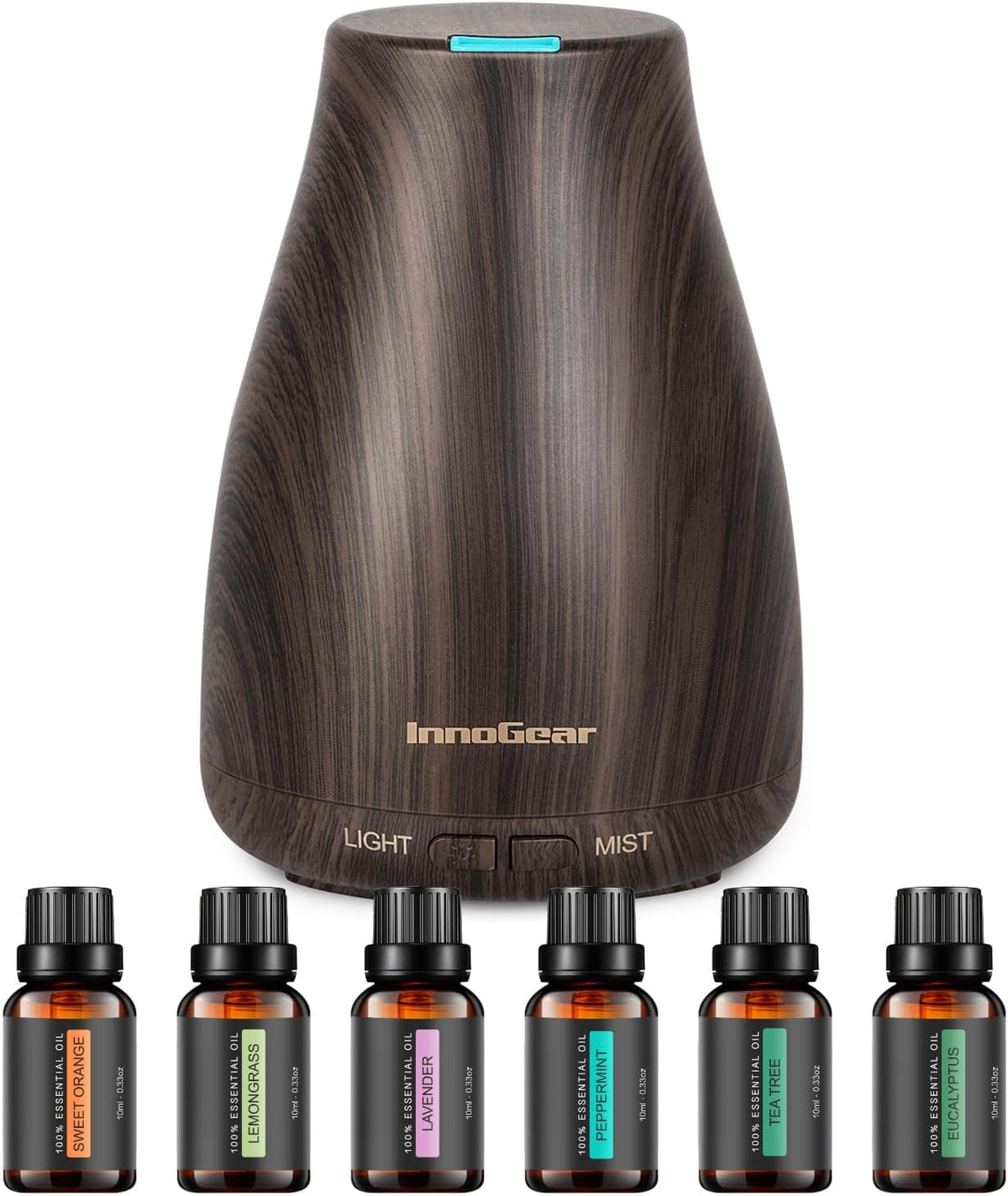 100Ml Essential Oil Diffuser for Home with 6 Oils Gift Set, Brown