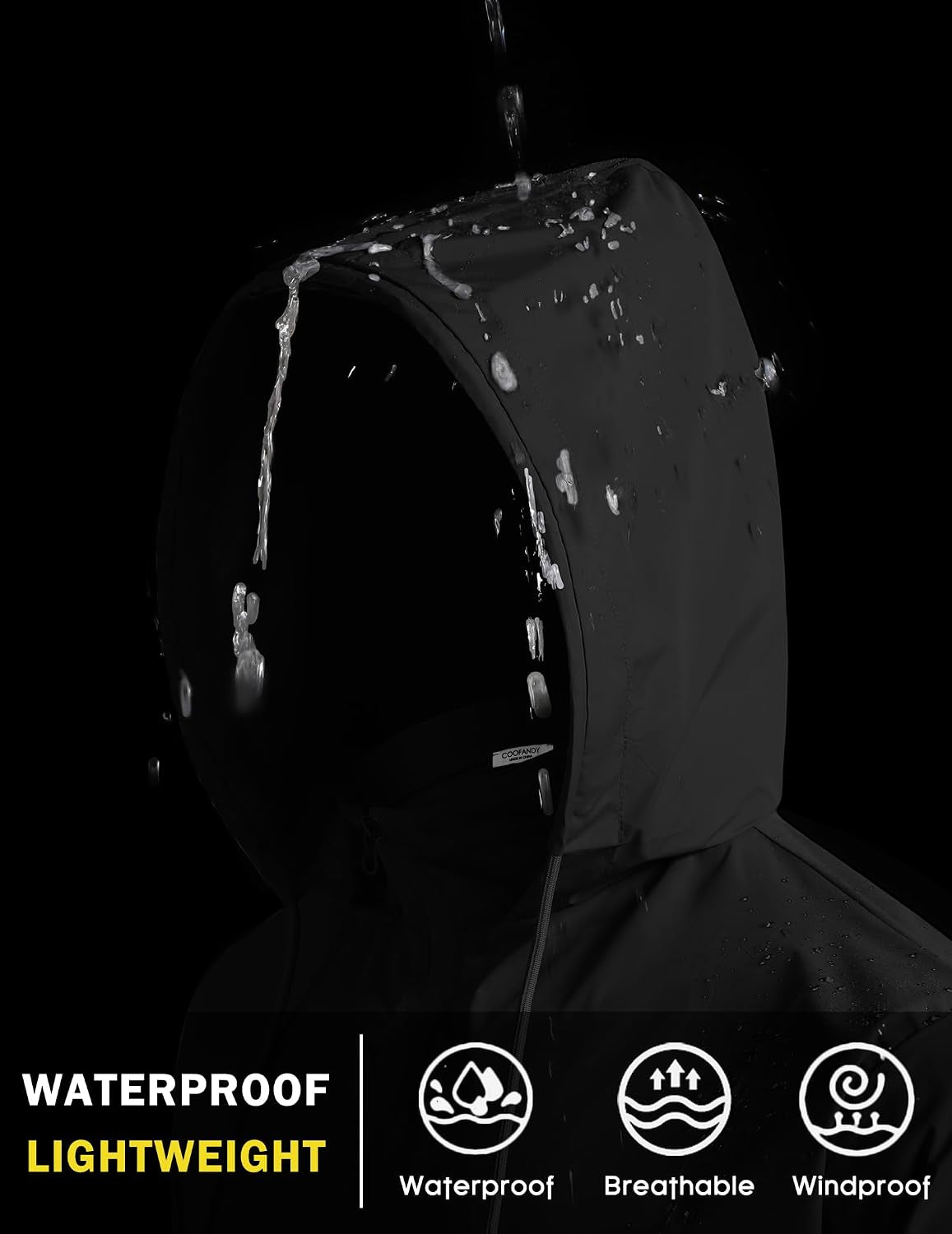 Men'S Light Rain Jacket Packable Waterproof Raincoat Windbreaker