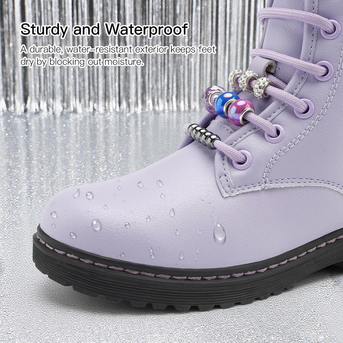 Girls Combat Boots with DIY Lace up Zipper Ankle Boots