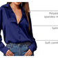 Women Satin Silk Button down Shirt Ladies Long Sleeve Tops V Neck Loose Blouse Dressy Business Casual Work Tunic Fall