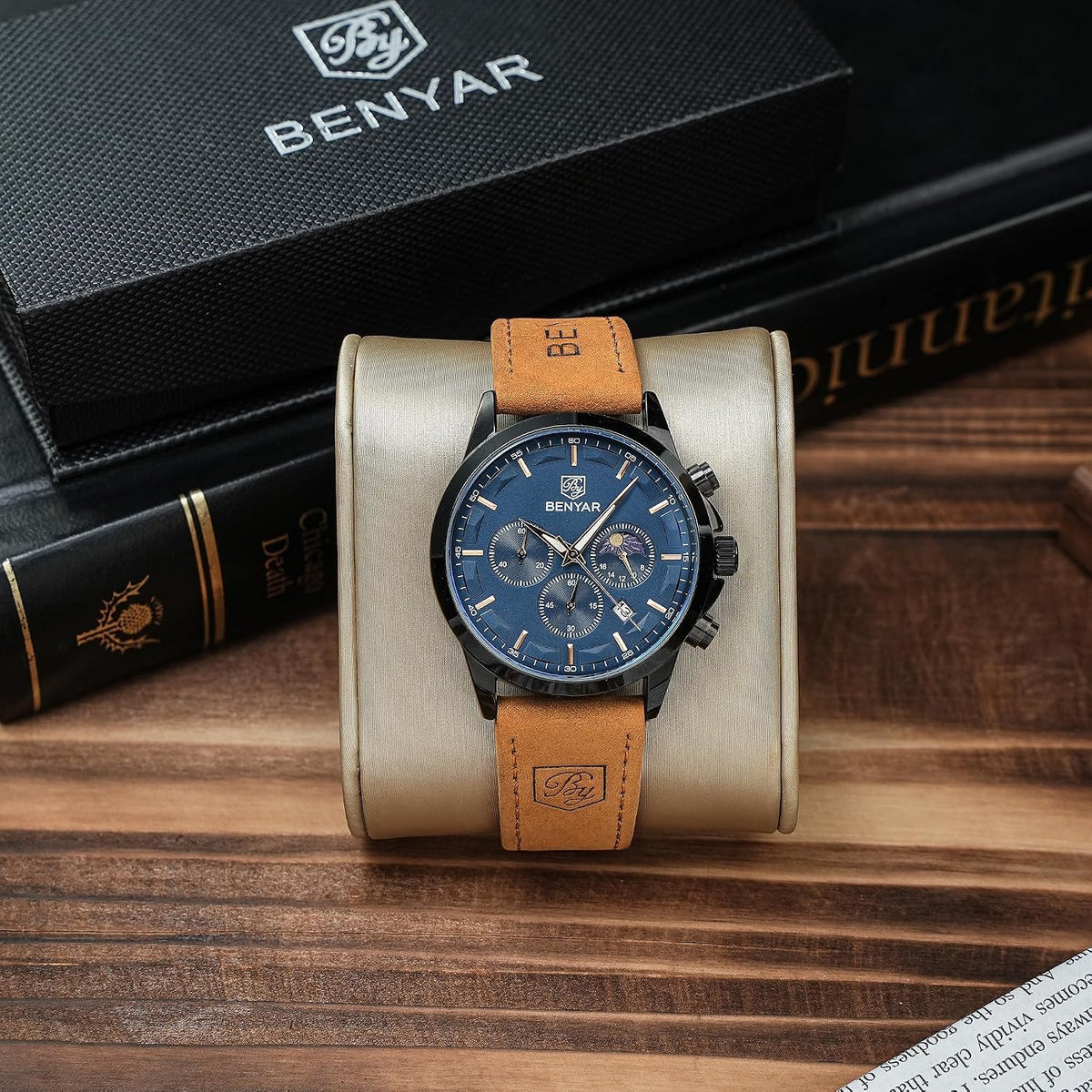 Mens Watches Analog Quartz Chronograph Waterproof Wrist Watches for Men Fashion Business Work Casual Sport Designer Dress Watch with Calendar Elegant Gifts for Men