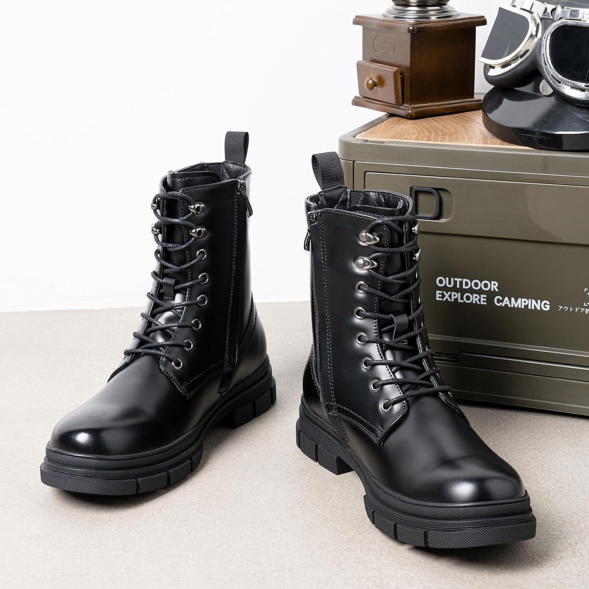 Mens Boots High Top Motorcycle Combat Boots