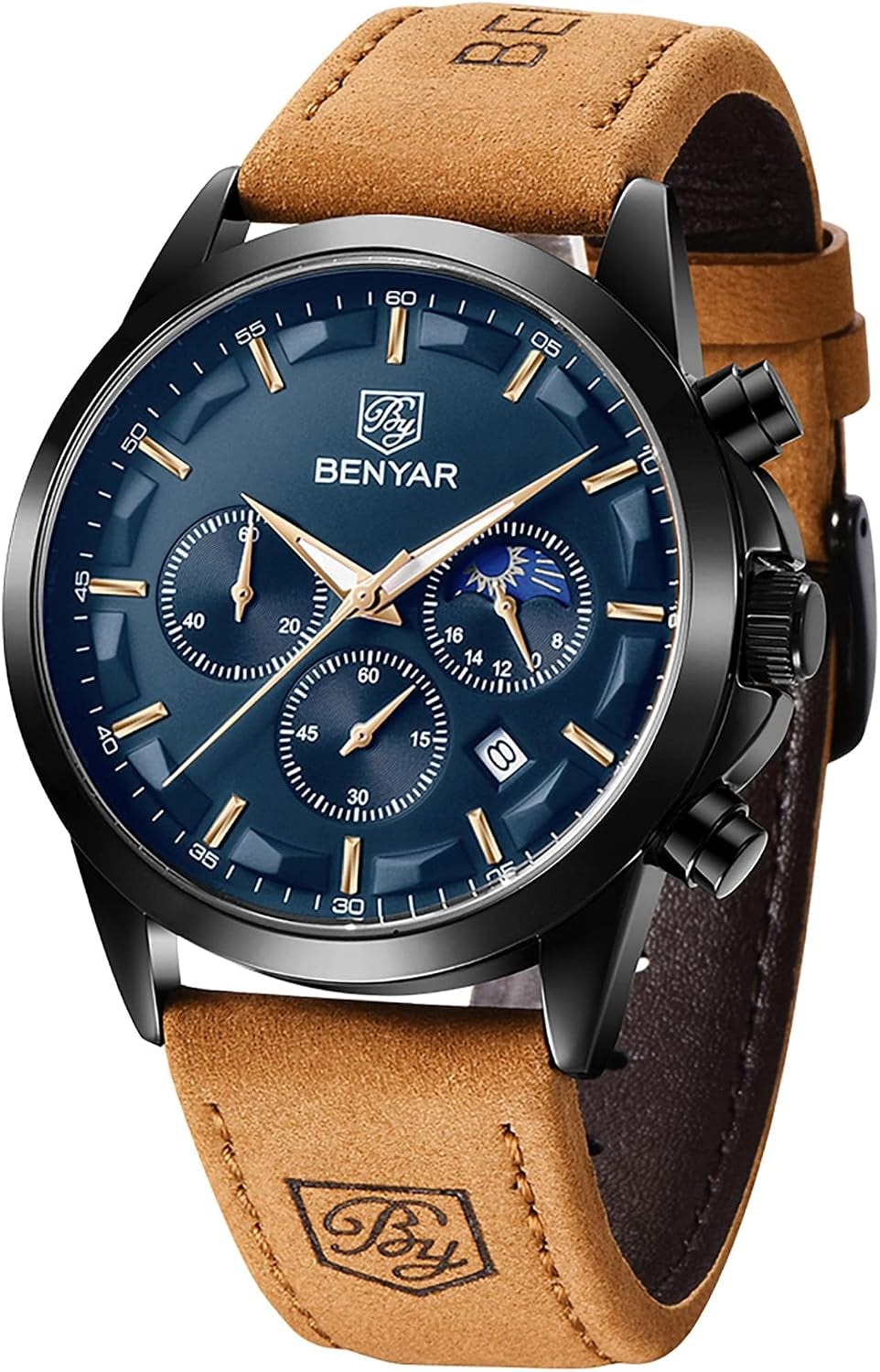 Mens Watches Analog Quartz Chronograph Waterproof Wrist Watches for Men Fashion Business Work Casual Sport Designer Dress Watch with Calendar Elegant Gifts for Men