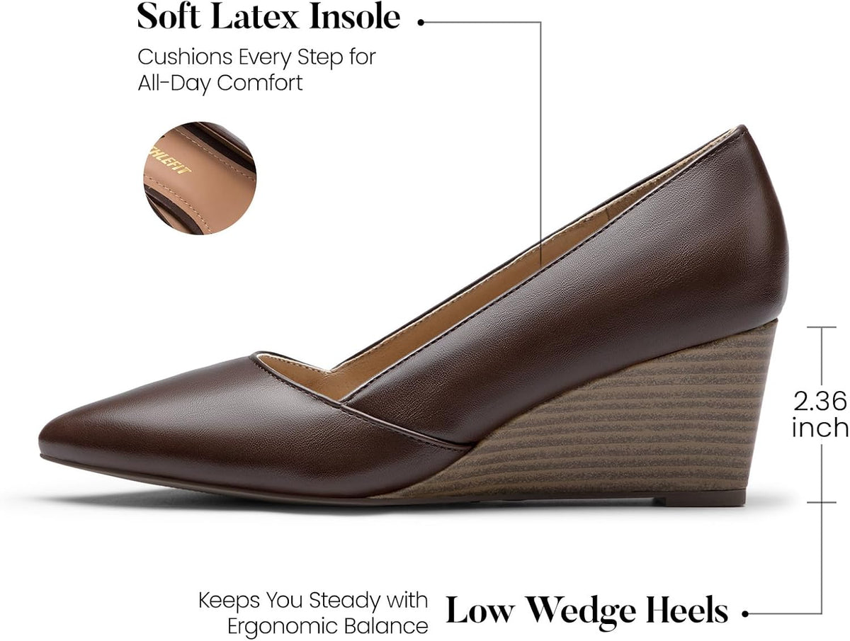Women'S Low Wedge Heels Closed Toe Pumps Shoes