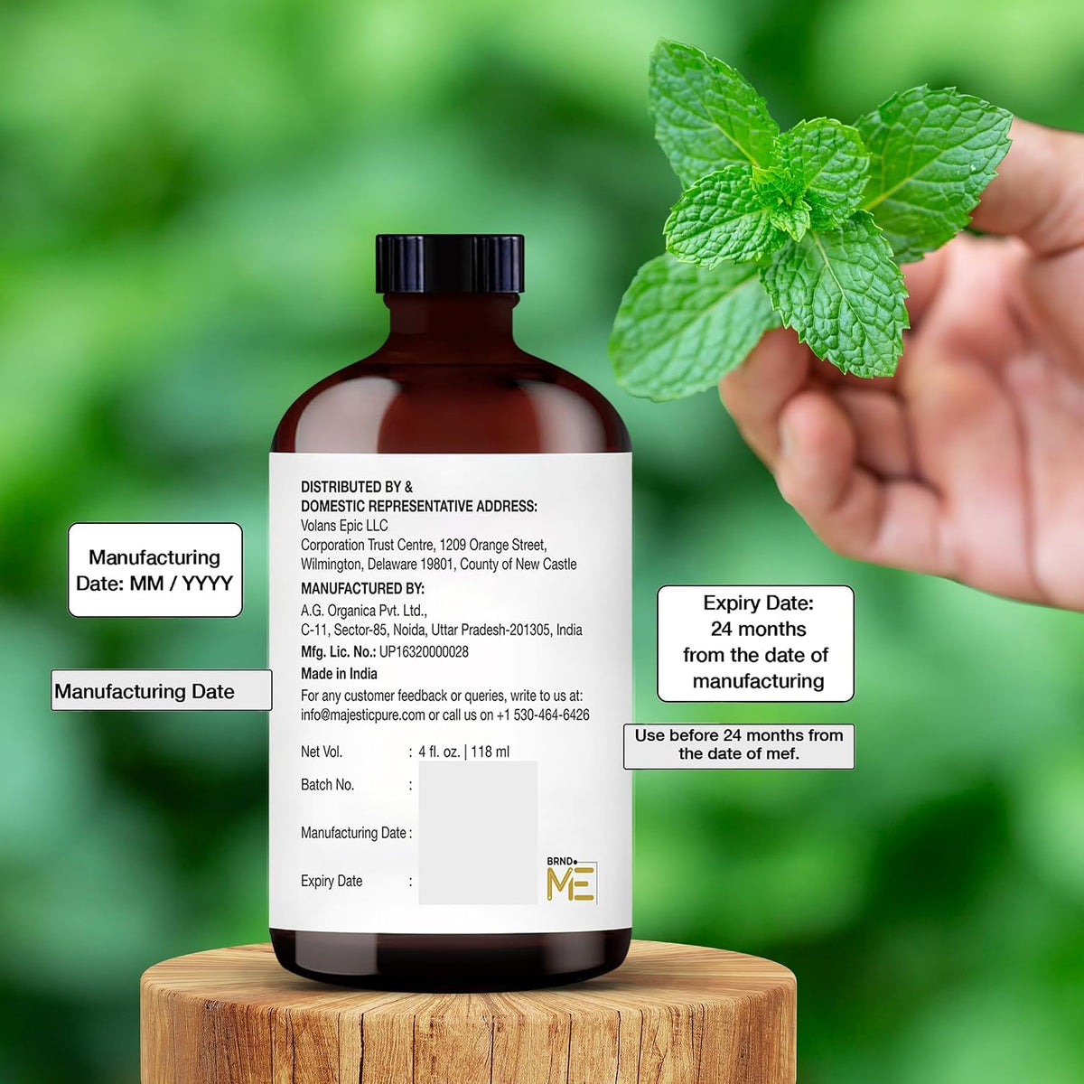Peppermint Essential Oil for Diffuser - 4 Fl Oz