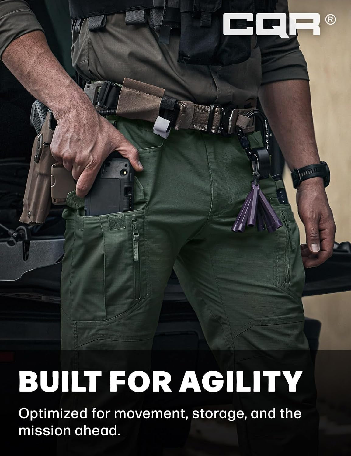 Men'S Flex Stretch Tactical Pants, Water Resistant Ripstop Cargo Pants, Lightweight EDC Outdoor Work Hiking Pants