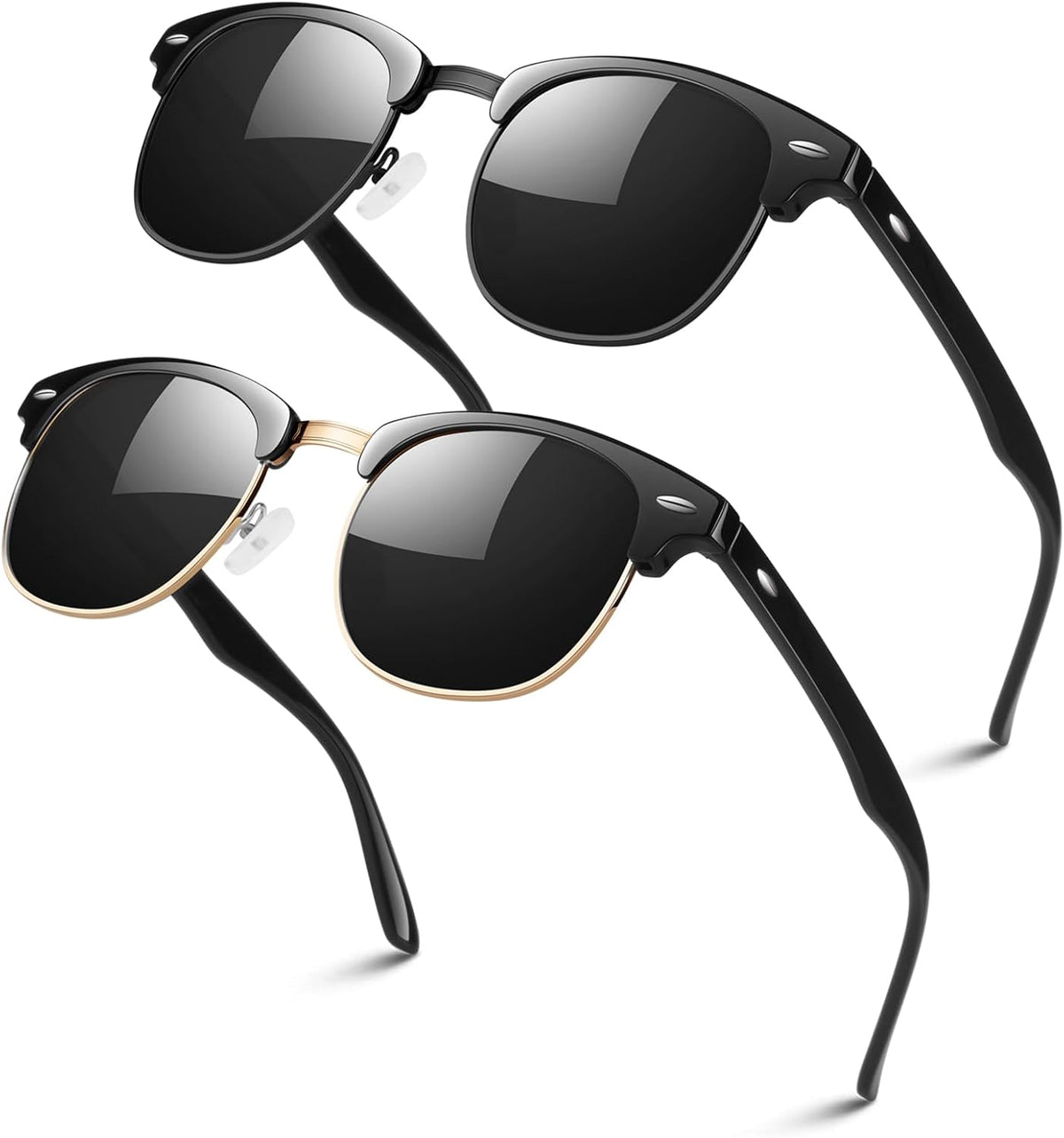 Polarized Semi Rimless Sunglasses Men Women,Half Frame Sun Glasses