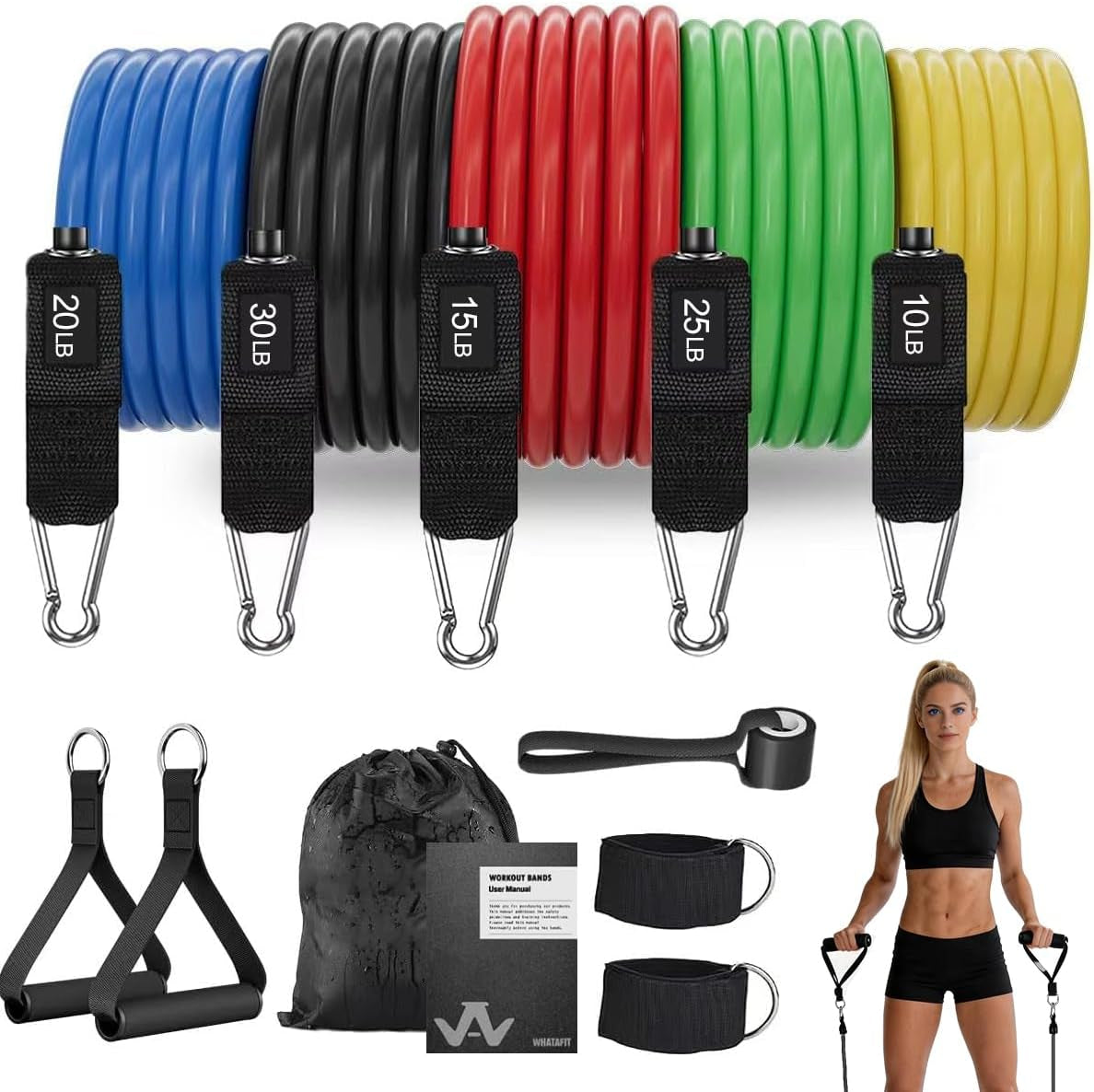Resistance Bands, 5 Level Exercise Bands with Handles for Workout