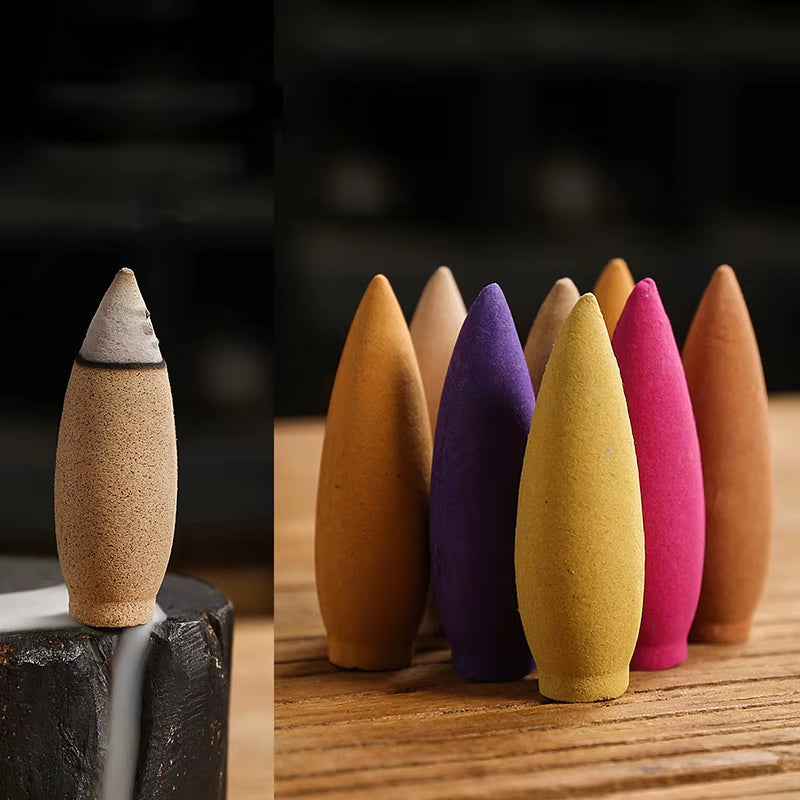 100G Natural Oversized Backflow Incense Cones 30 Minutes Sandalwood Lavender Scents for Home Jasmine Big Cone Incense