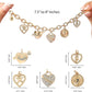 Juicy Couture Charm Bracelet for Women, 5 Heart Charms, 7.5"-8", Gold-Tone
