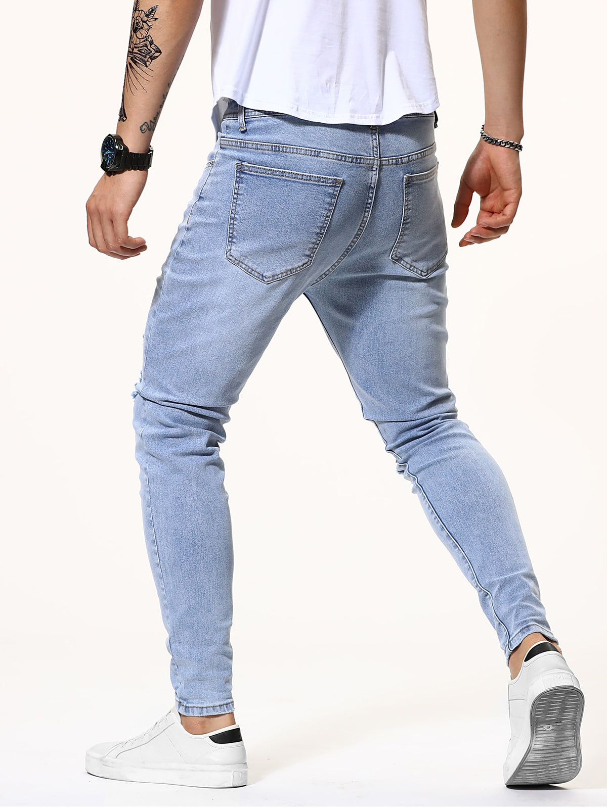 Men Ripped Solid Jeans