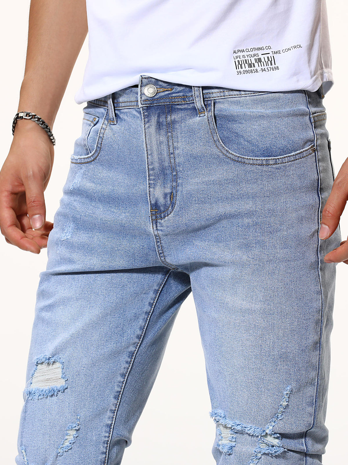 Men Ripped Solid Jeans
