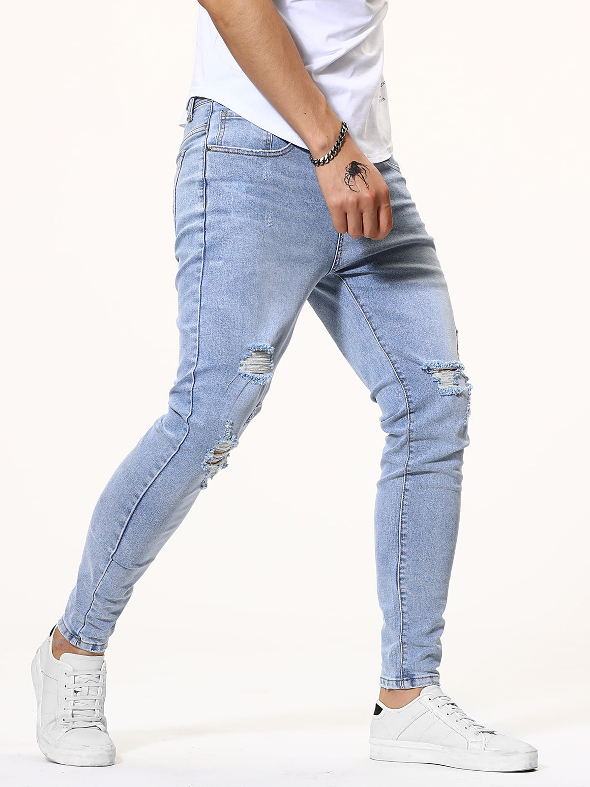 Men Ripped Solid Jeans