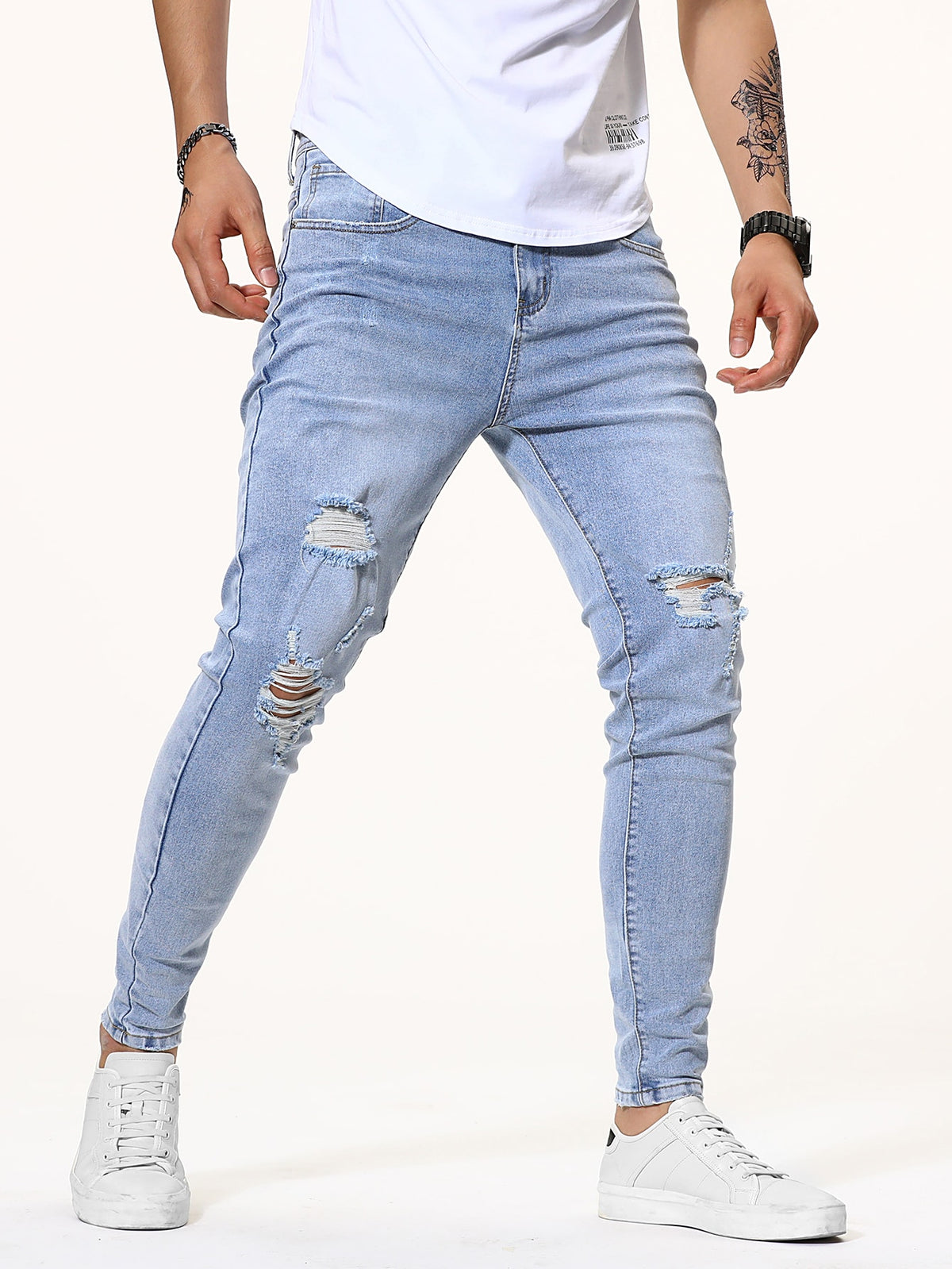 Men Ripped Solid Jeans