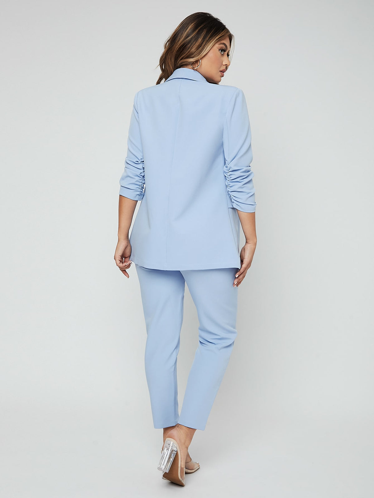SXY Shawl Neck Open Front Blazer Pants Suit