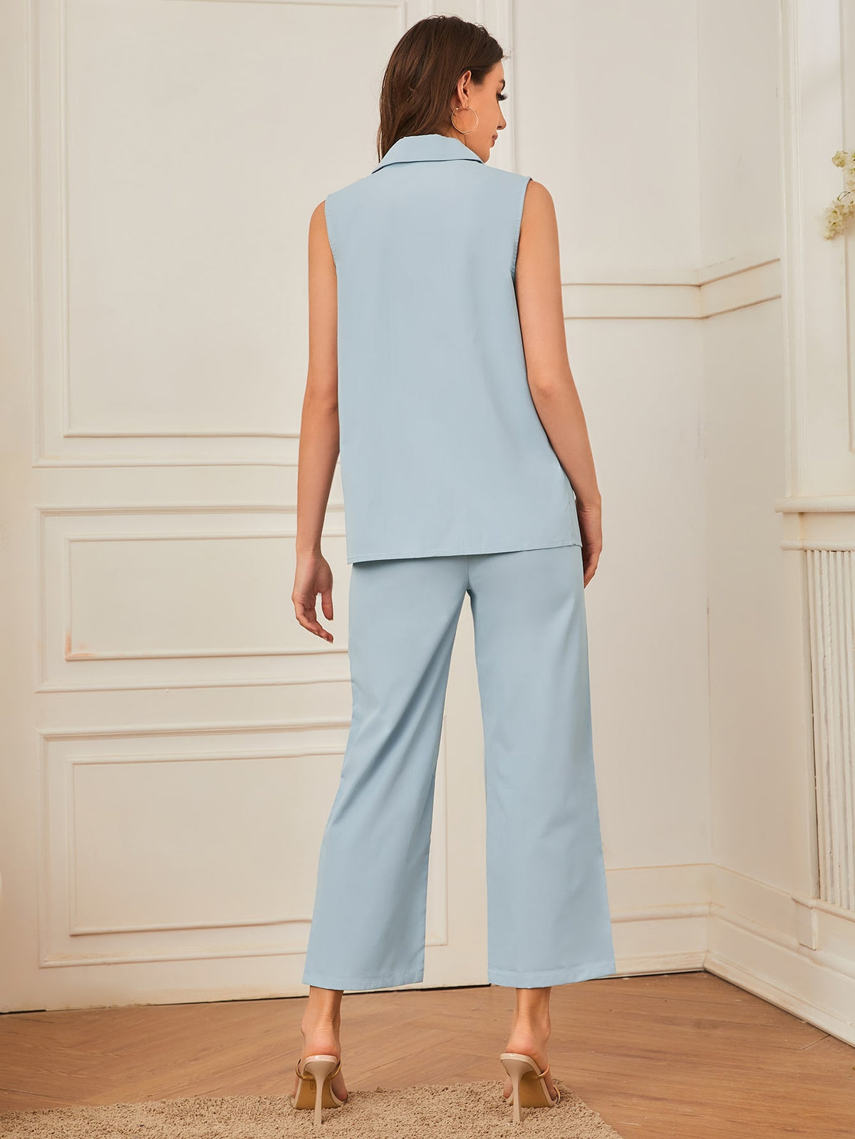 Shawl Collar Double Button Vest Blazer and Pants Set