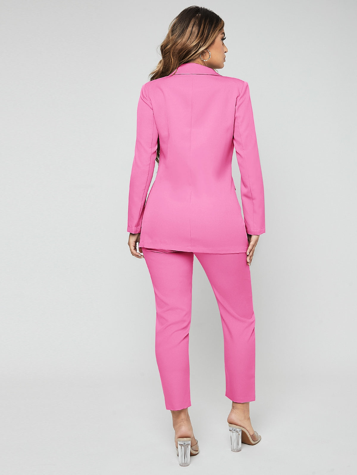 Lapel Neck Double Breasted Blazer Pants Suit