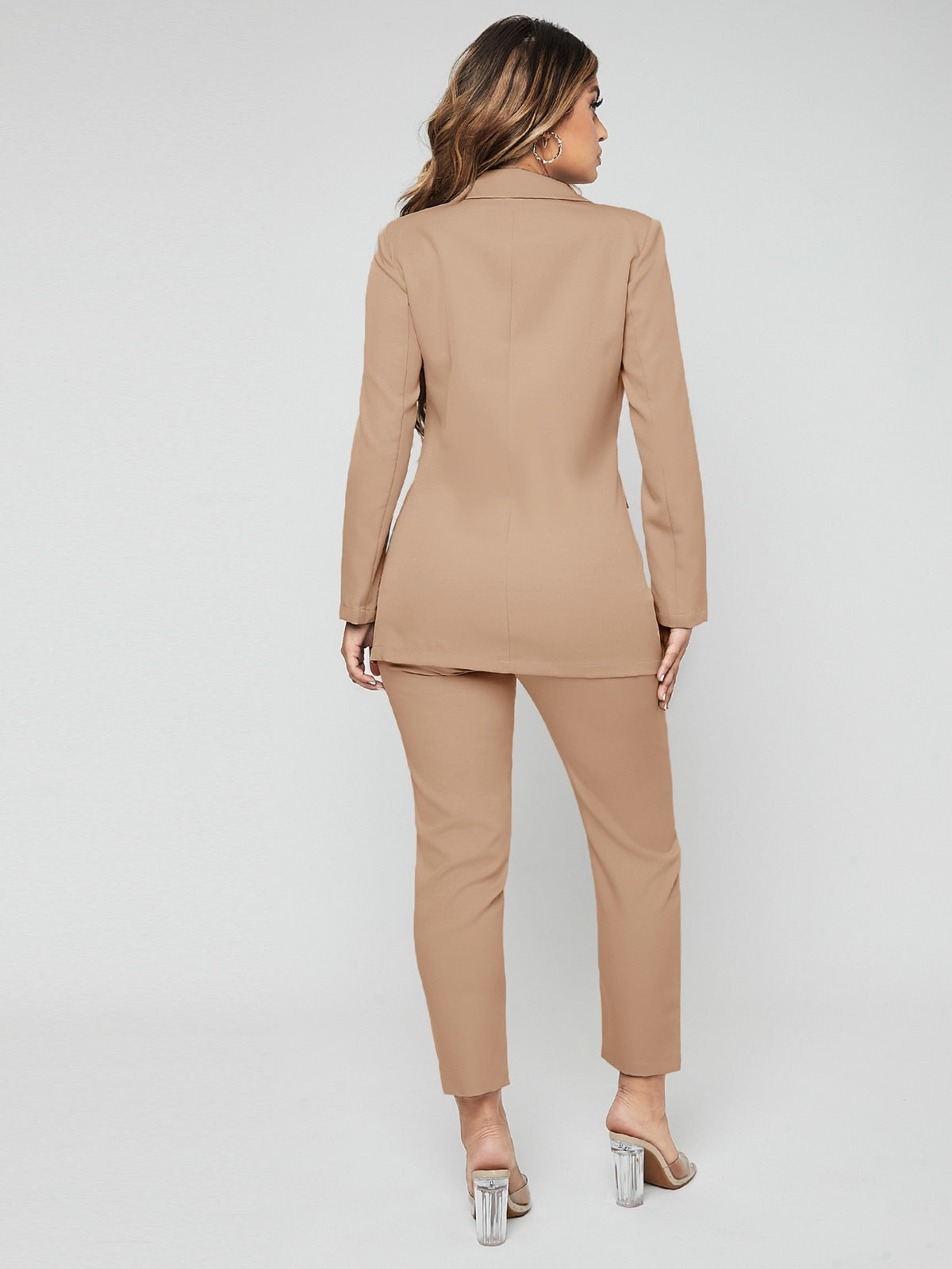 Lapel Neck Double Breasted Blazer Pants Suit