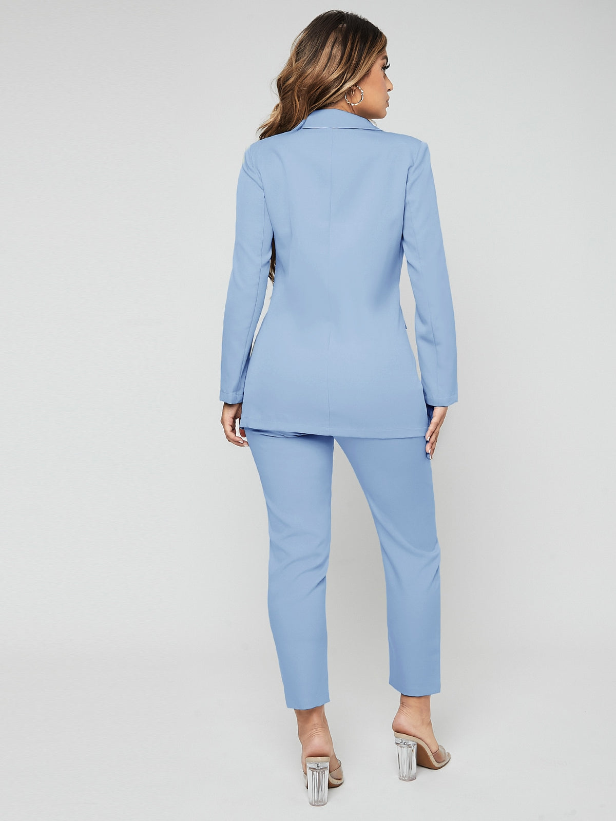 Lapel Neck Double Breasted Blazer Pants Suit