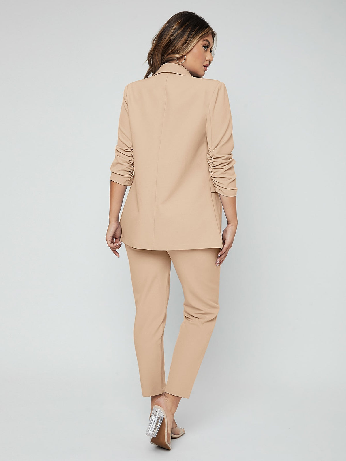 SXY Shawl Neck Open Front Blazer Pants Suit