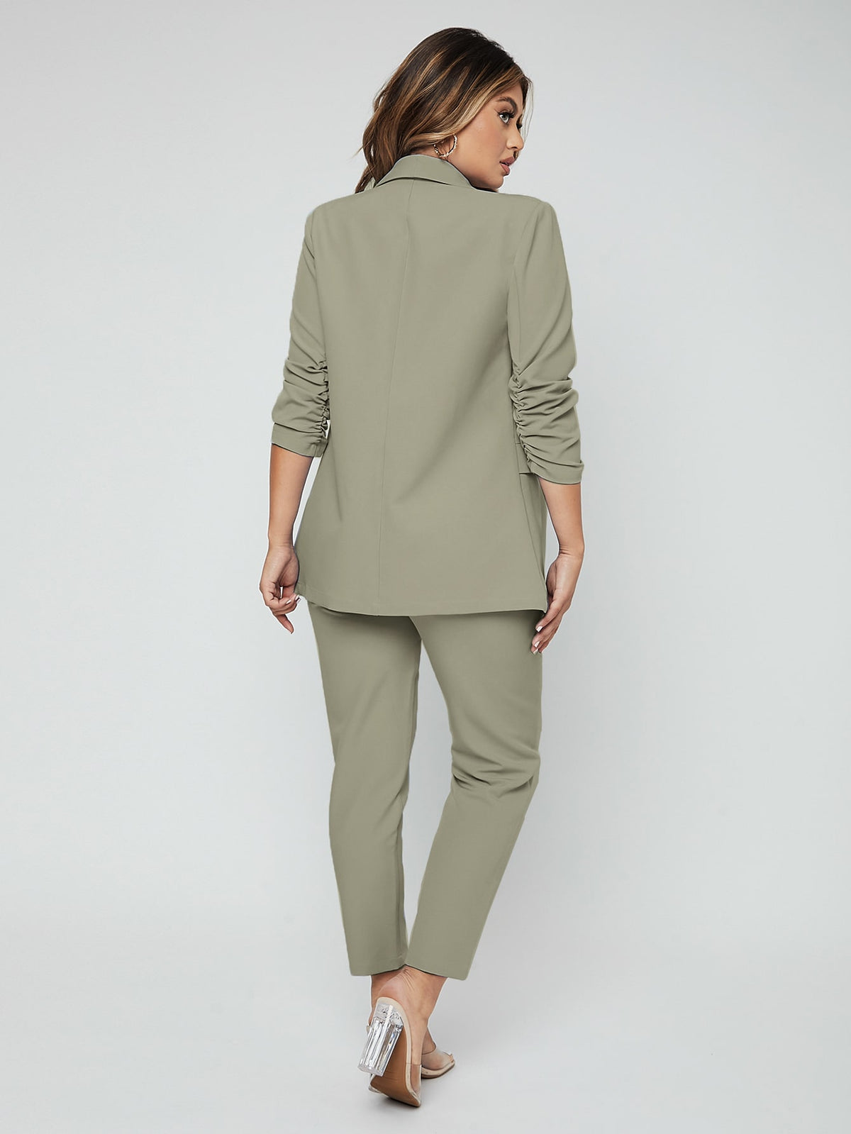 SXY Shawl Neck Open Front Blazer Pants Suit