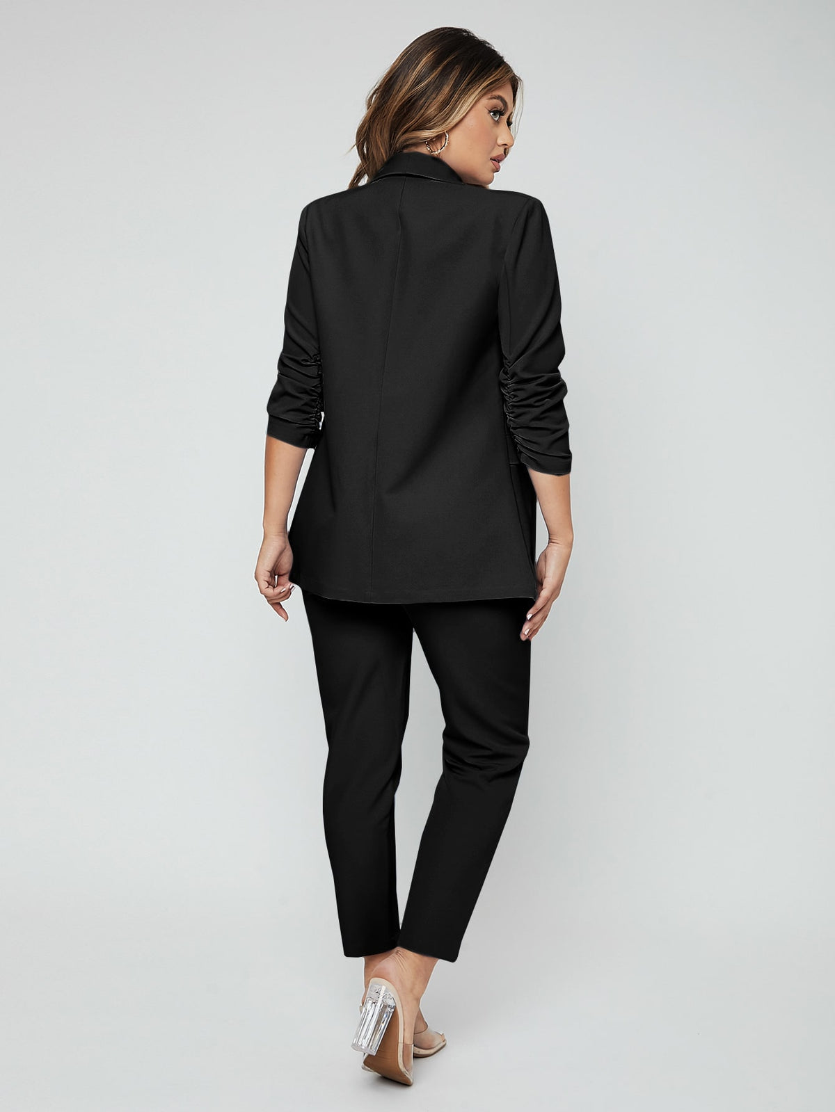 SXY Shawl Neck Open Front Blazer Pants Suit