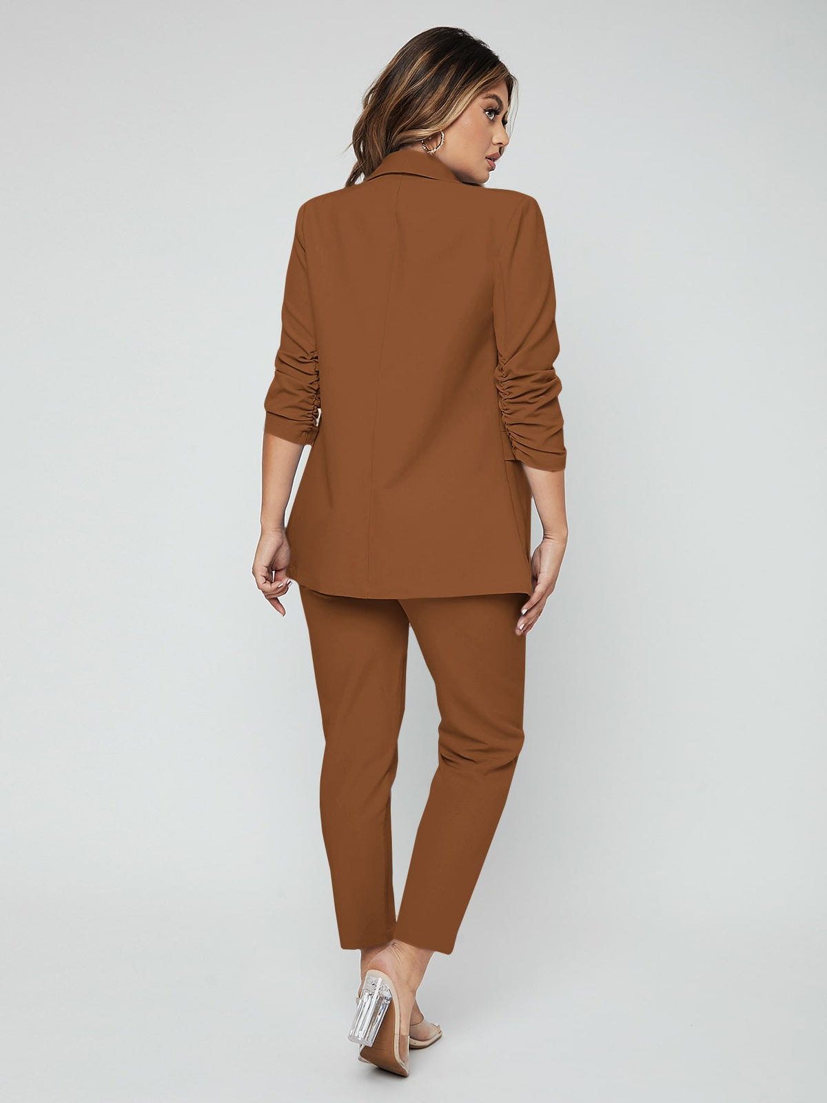 SXY Shawl Neck Open Front Blazer Pants Suit