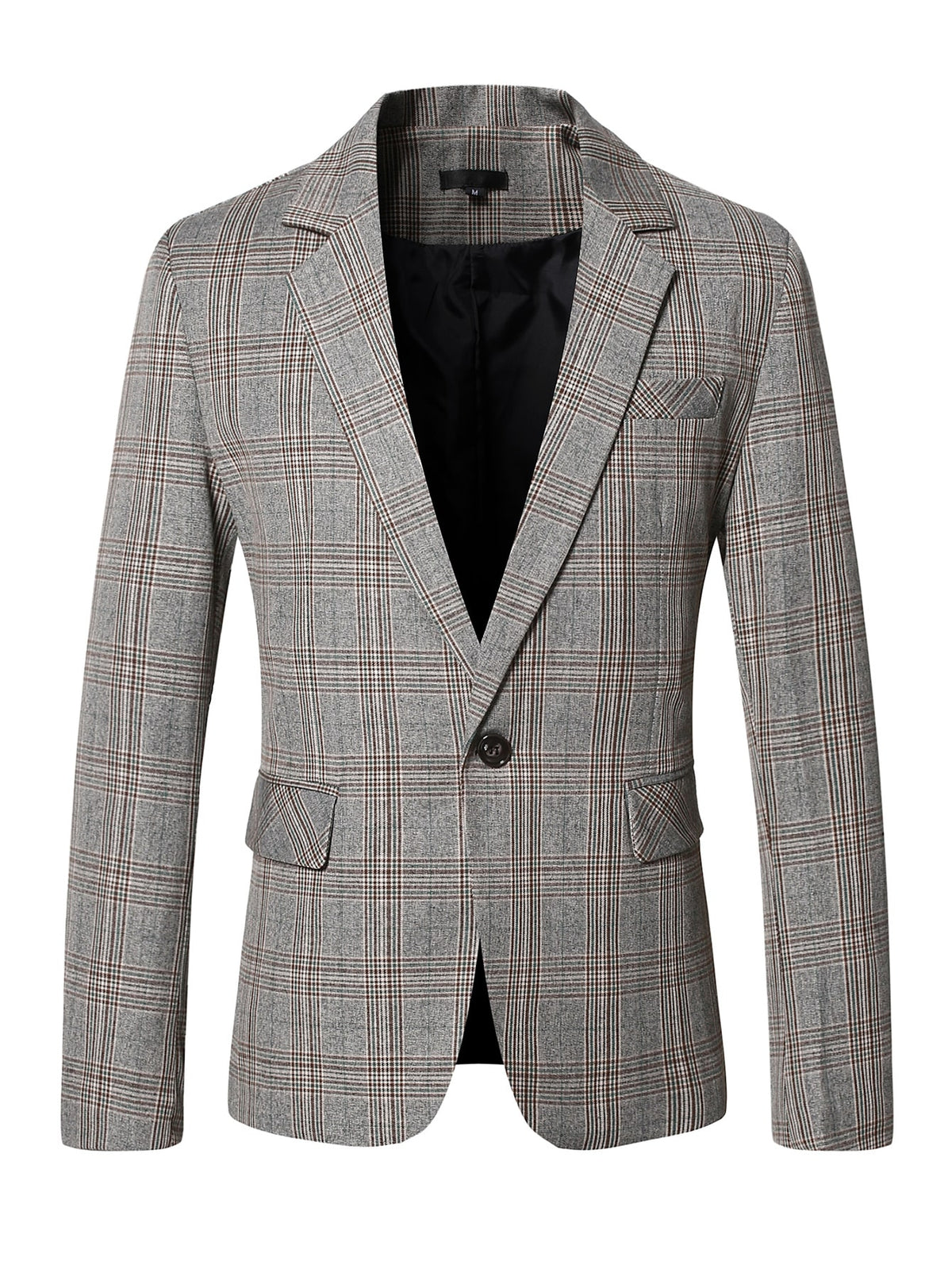 Men Plaid Single Button Blazer