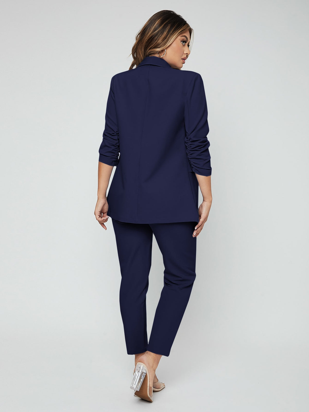 SXY Shawl Neck Open Front Blazer Pants Suit