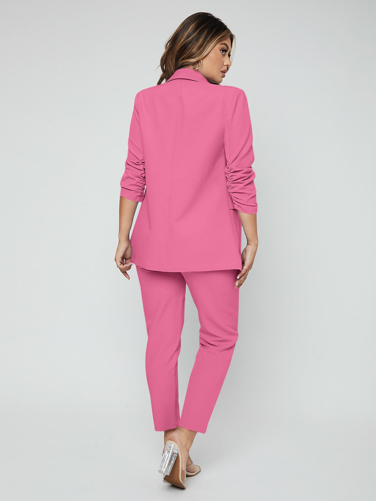 SXY Shawl Neck Open Front Blazer Pants Suit