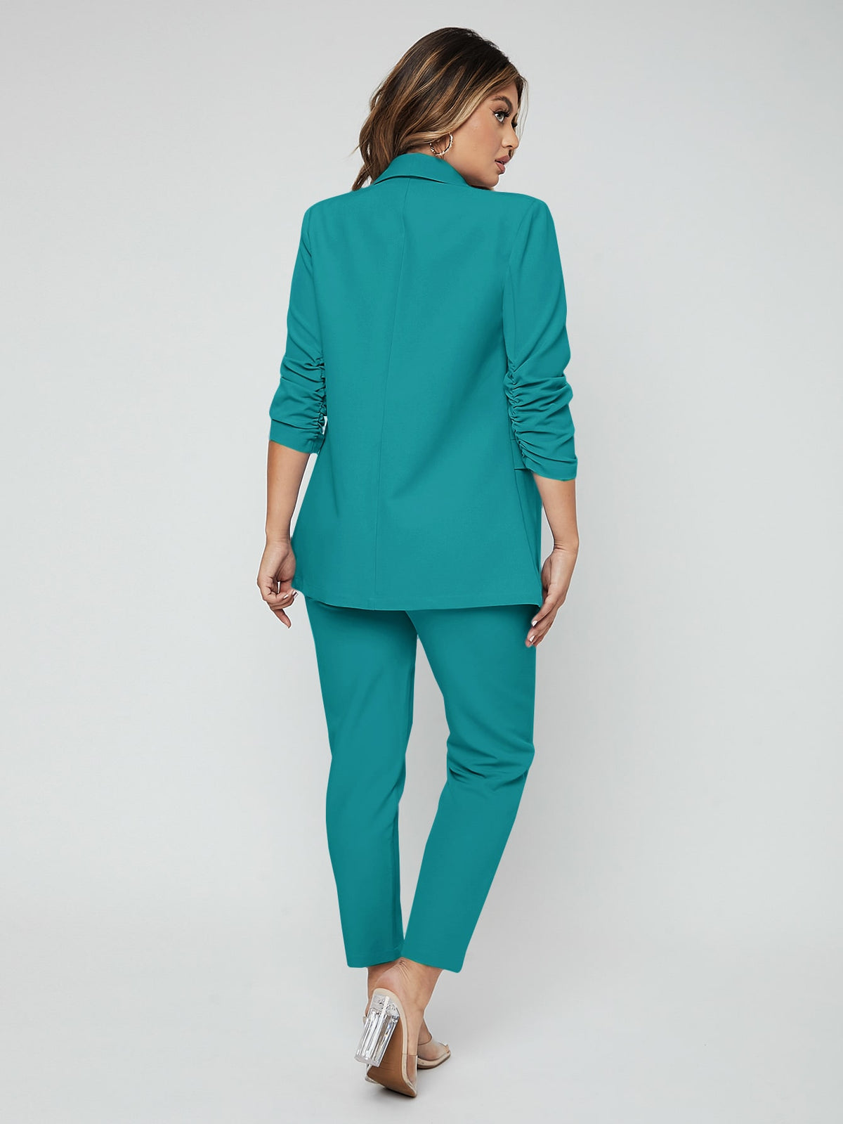 SXY Shawl Neck Open Front Blazer Pants Suit