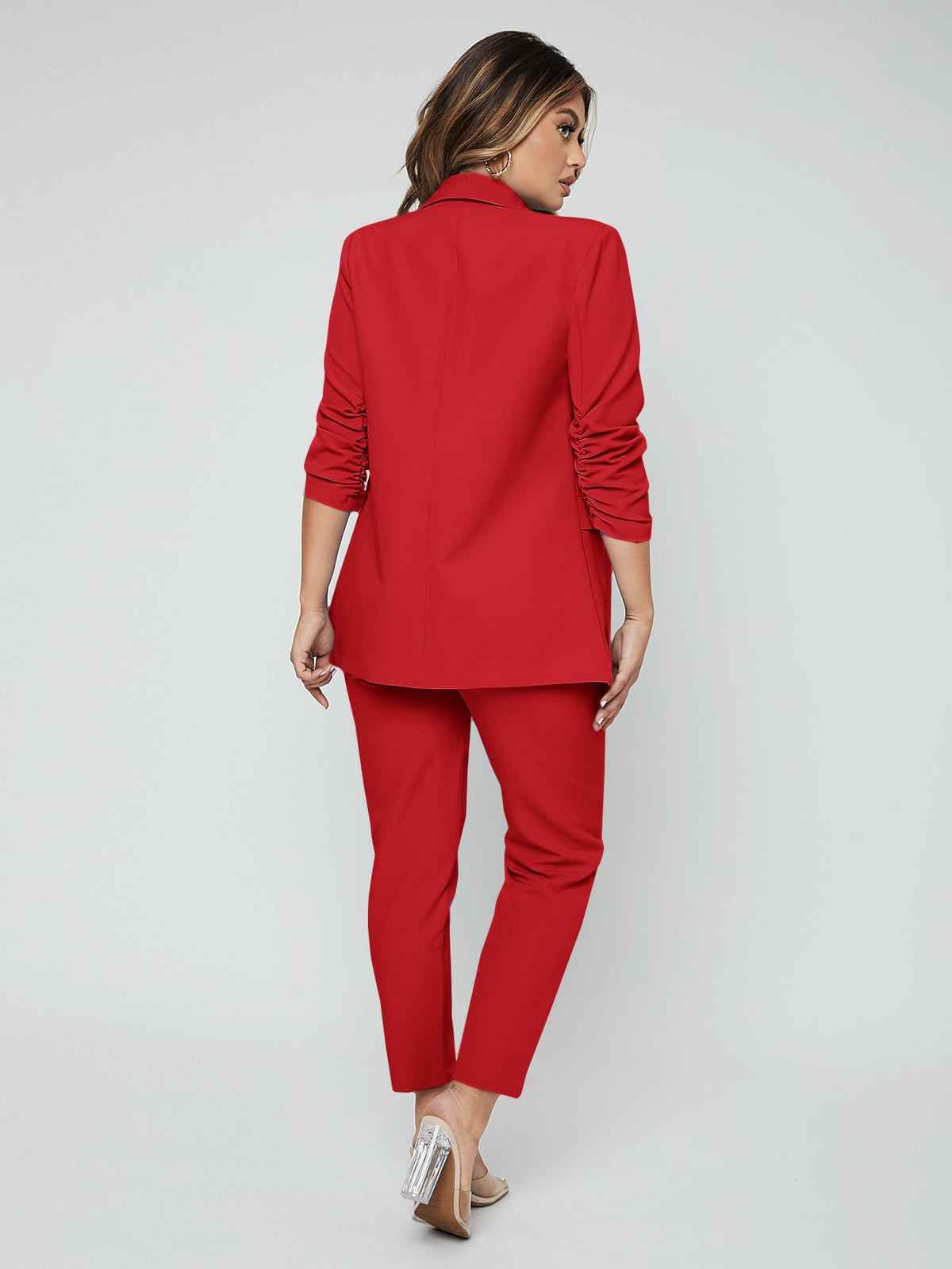 SXY Shawl Neck Open Front Blazer Pants Suit