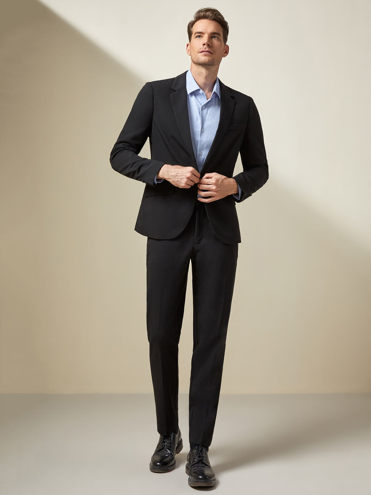 Men Lapel Neck Single Button Blazer
