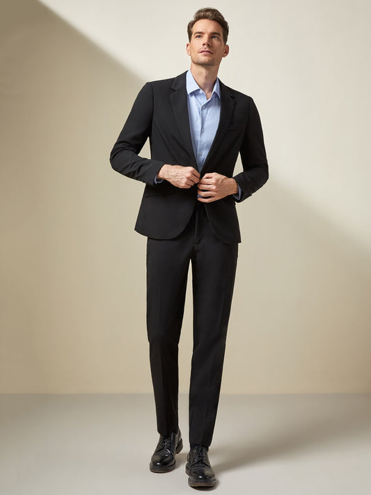 Men Lapel Neck Single Button Blazer