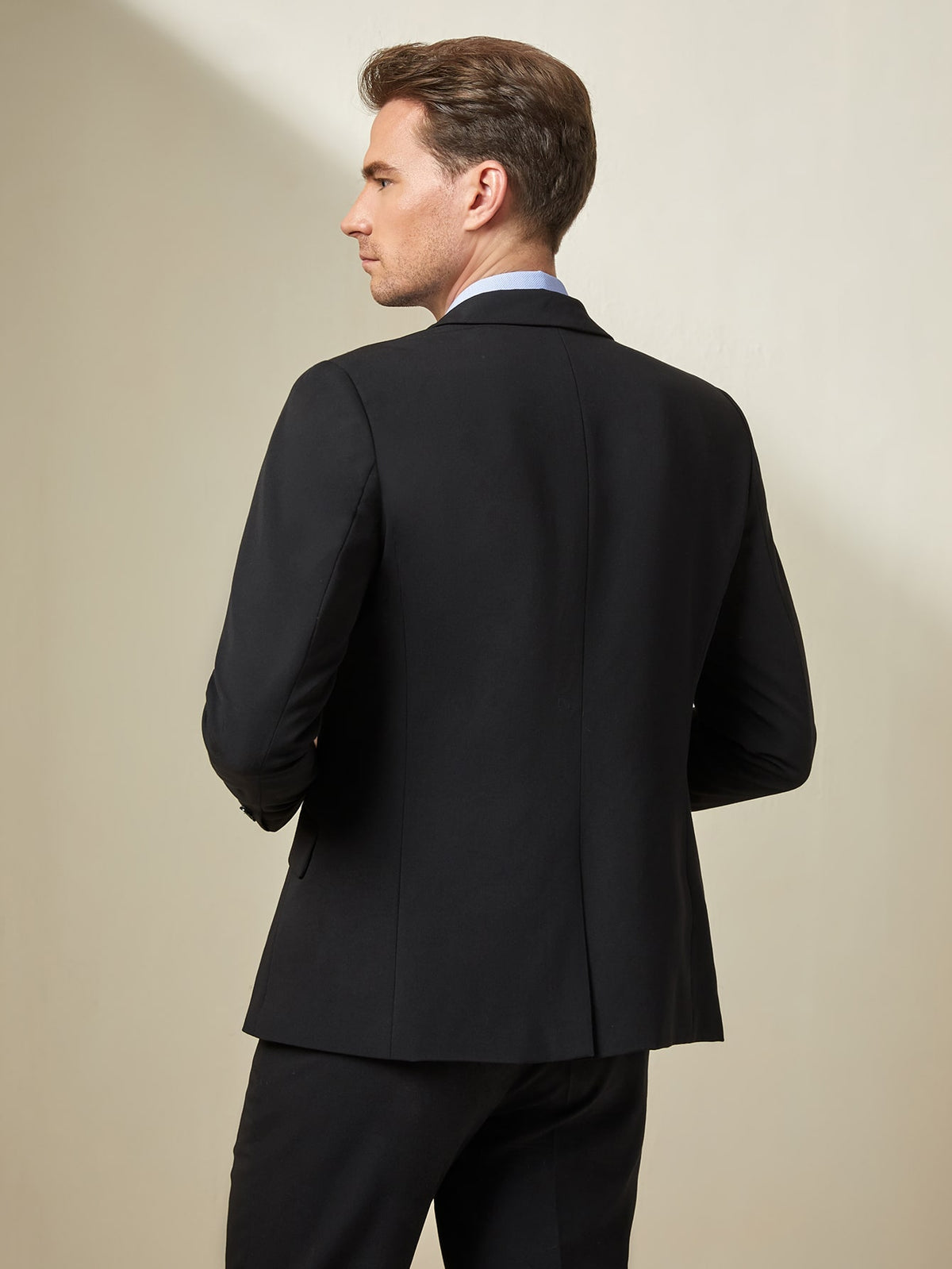 Men Lapel Neck Single Button Blazer