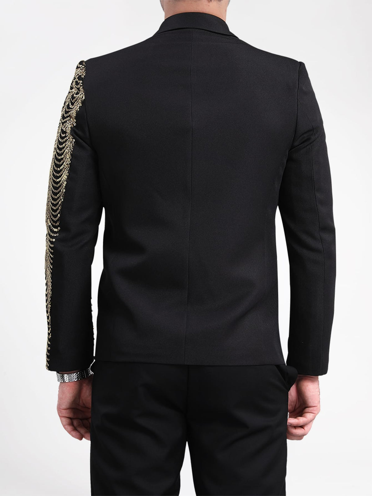 CLOUDSTYLE Men Single Button Contrast Sequins Blazer