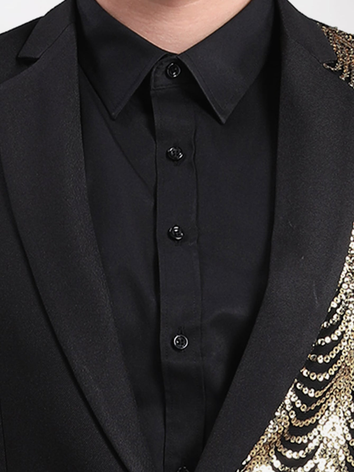 CLOUDSTYLE Men Single Button Contrast Sequins Blazer