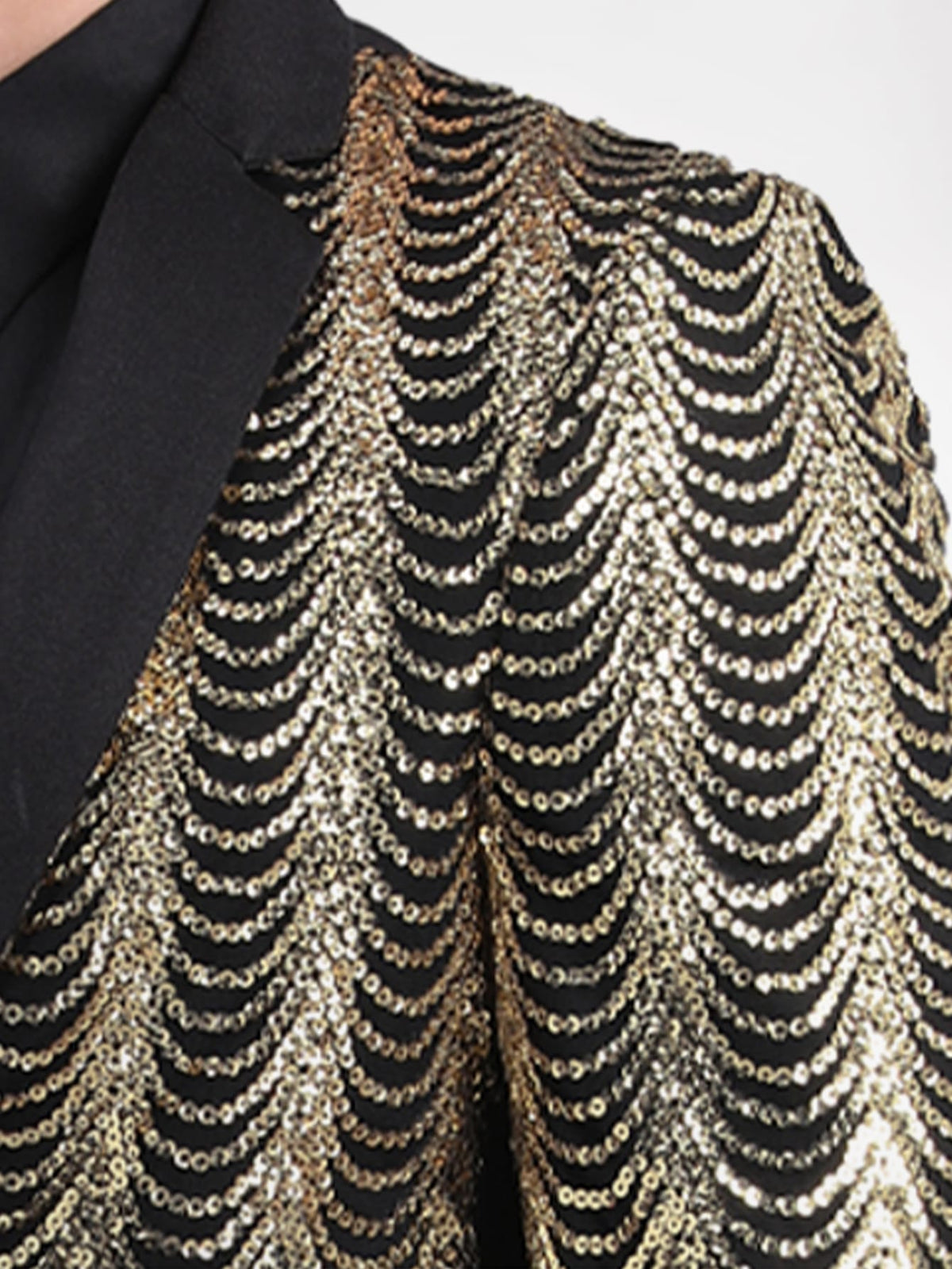 CLOUDSTYLE Men Single Button Contrast Sequins Blazer