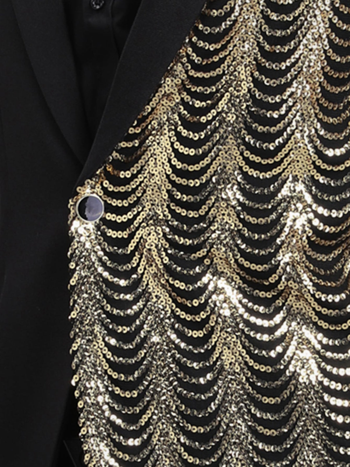 CLOUDSTYLE Men Single Button Contrast Sequins Blazer