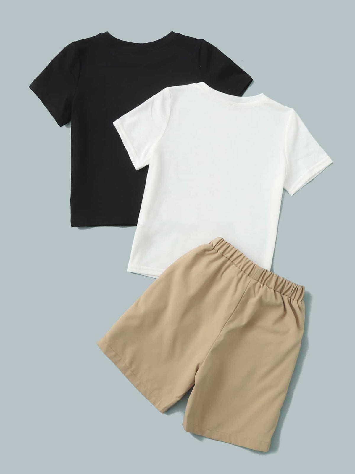 Toddler Boys Letter Graphic 2pcs Top 1pc Buckle Belted Shorts